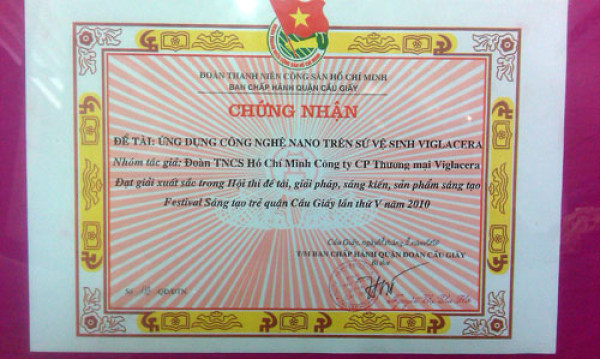 Đoàn Thanh niên VIGLACERA được trao bằng khen đề tài giải pháp xuất sắc