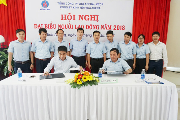 Công ty Kính nổi Viglacera và Công ty Sứ Viglacera Bình Dương tổ chức Hội nghị người Lao động năm 2018
