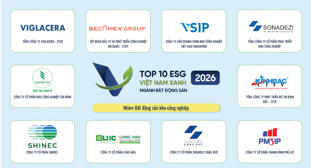 Viglacera ghi dấu ấn với 3 hạng mục Top 10 ESG Việt Nam Xanh 2026