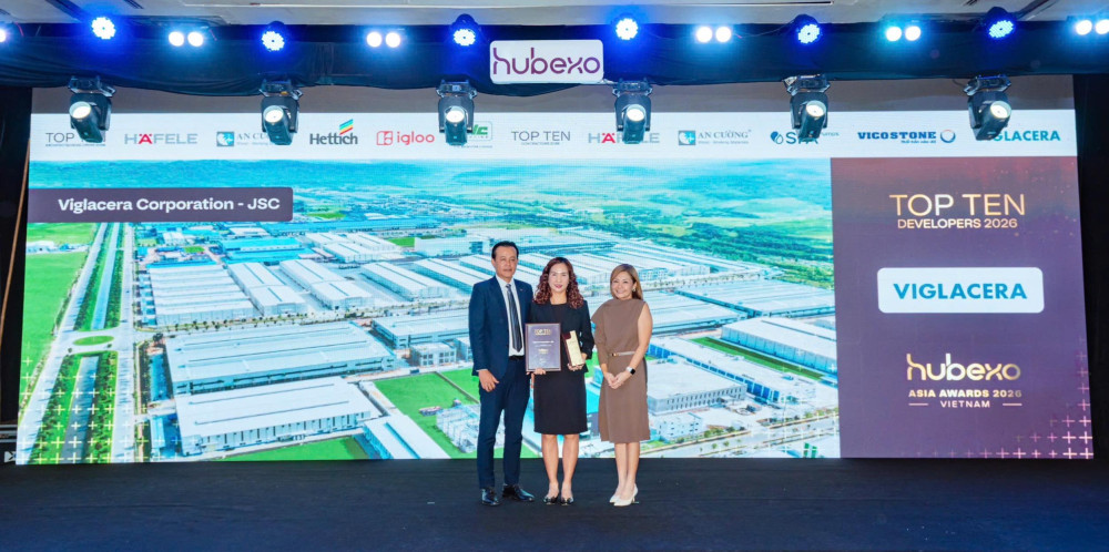 VIGLACERA ĐƯỢC VINH DANH TRONG TOP 10 CHỦ ĐẦU TƯ HÀNG ĐẦU VIỆT NAM TẠI HUBEXO ASIA AWARDS 2026