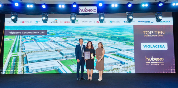 VIGLACERA ĐƯỢC VINH DANH TRONG TOP 10 CHỦ ĐẦU TƯ HÀNG ĐẦU VIỆT NAM TẠI HUBEXO ASIA AWARDS 2026